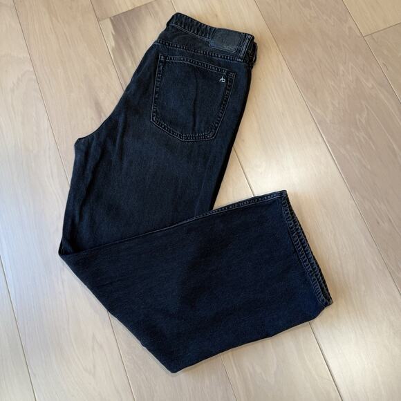 Rag & Bone Logan Wide Leg Jeans Women's 32 Black Mid Rise Minimalist Glam NYC - Picture 10 of 10